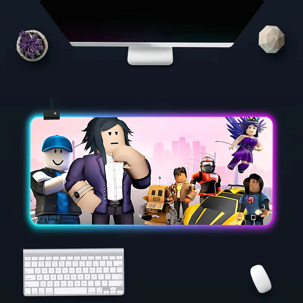 Hot game R-robloxs Cartoon RGB Pc Gamer Keyboard Mouse Pad Mousepad LED Glowing Mouse Mats Rubber Gaming Computer Mausepad