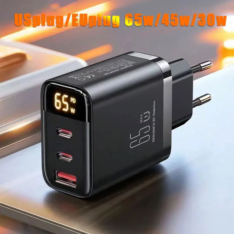 65w USB Type-C Charger PD Fast Charger Quick Charger PD 45W 30w Dual USB C Charger For iPhone Samsung S26 S25 Laptop Tablet