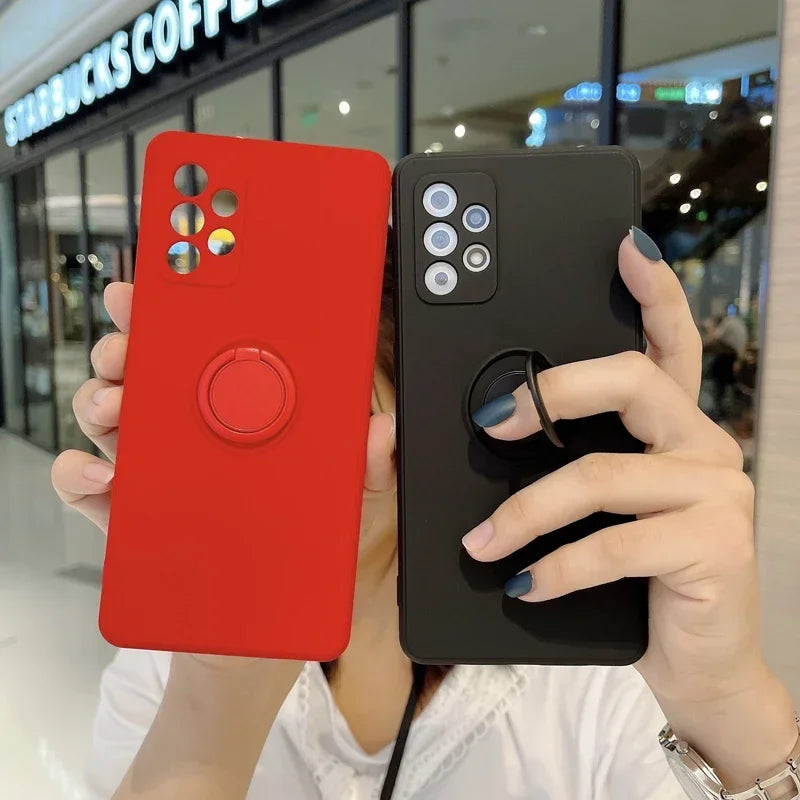 Armor Shock Cover with Magnetic Ring Holder for Samsung Galaxy S24 23 22 S21 S20FE Note 9 10 20 Ultra Plus Fall Proof Phone Case