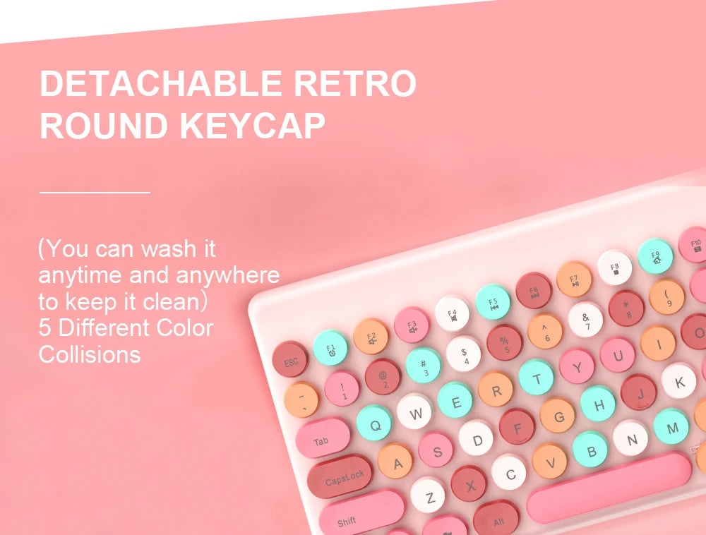 Wireless Mini Pink Keyboard Mouse Combo, 2.4G Portable Silent for PC Laptop Tablet iOS Android Windows, Hot Sale