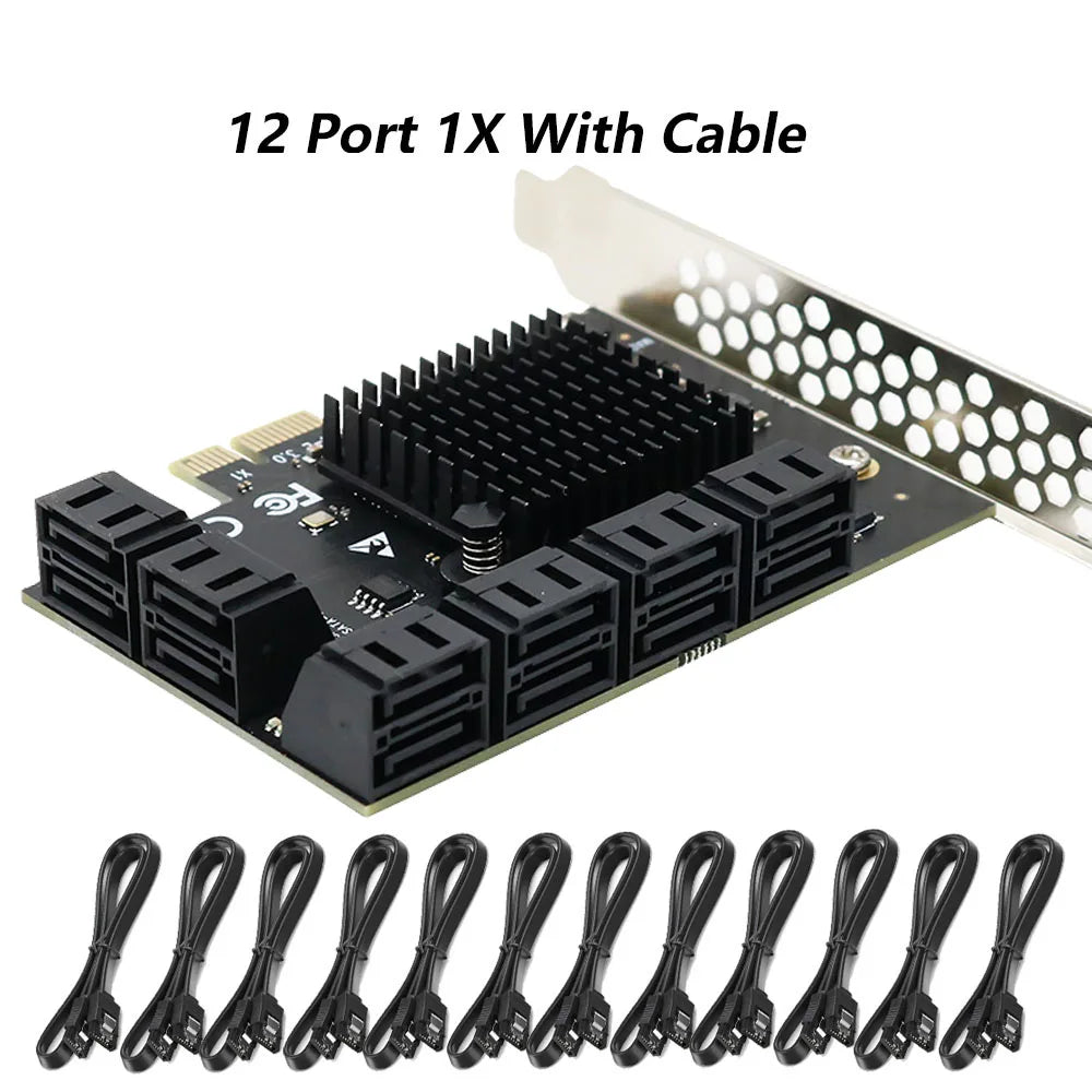 PCIE SATA Card 12/16/20 Ports 6Gb SATA 3.0 PCIe Card, PCIe To SATA Controller Expansion Card, Support  SATA 3.0 Devices