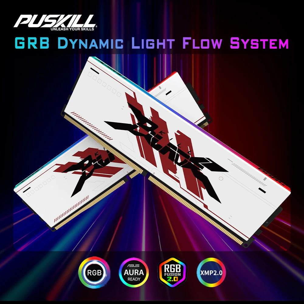 PUSKILL RGB DDR4 Memoria RAM  3600MHz 3200MHz 8GB 16GB  DIMM Desktop Gaming Memory - WinSupport Tech