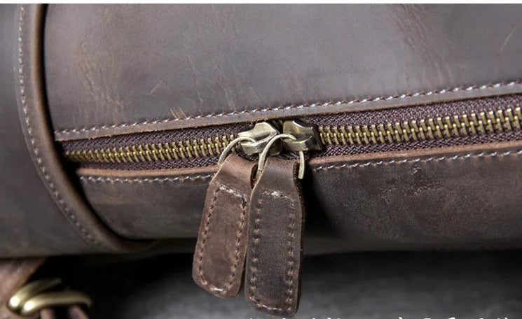 Vintage Crazy Horse Genuine Leather Backpack Men Bagpack Cowhide Hiking Backpack 17