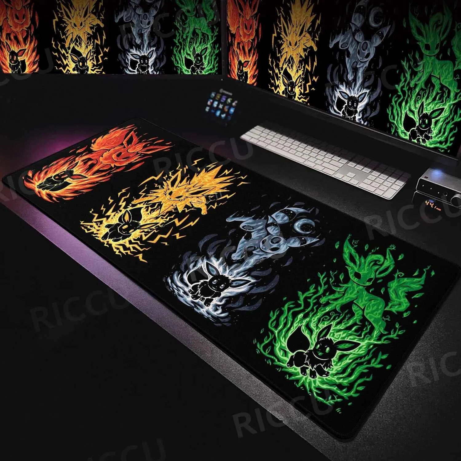 Japan Anime Gamer Mouse Pad E-eevee Cabinet Kawaii Tablepad XXL P-pokemon Keyboard Rug Laptop PC Gaming Rubber Extended DeskMats