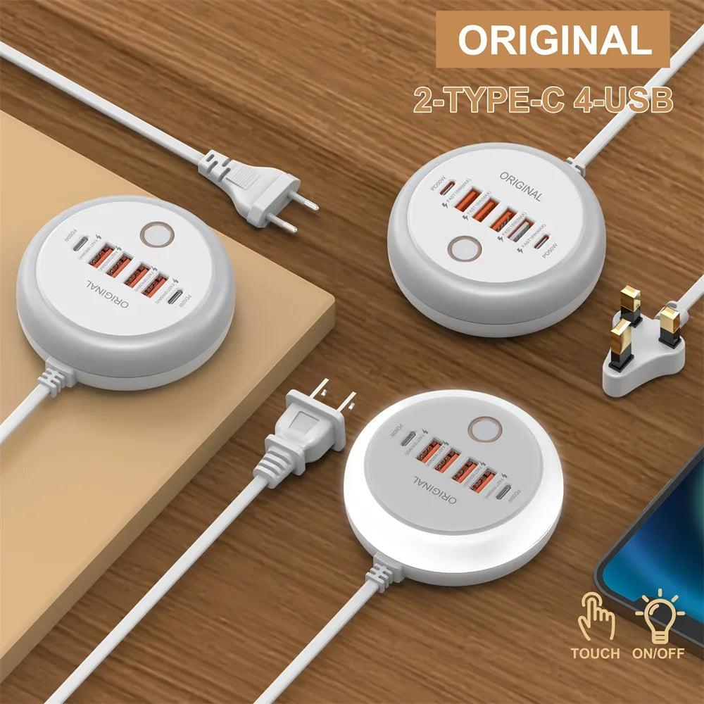 Multi Ports PD Type C Fast Charging Wall Charger 50W USB Charger USB Hub For Samsung iPhone Xiaomi EU/US/UK Plug Phone Charger