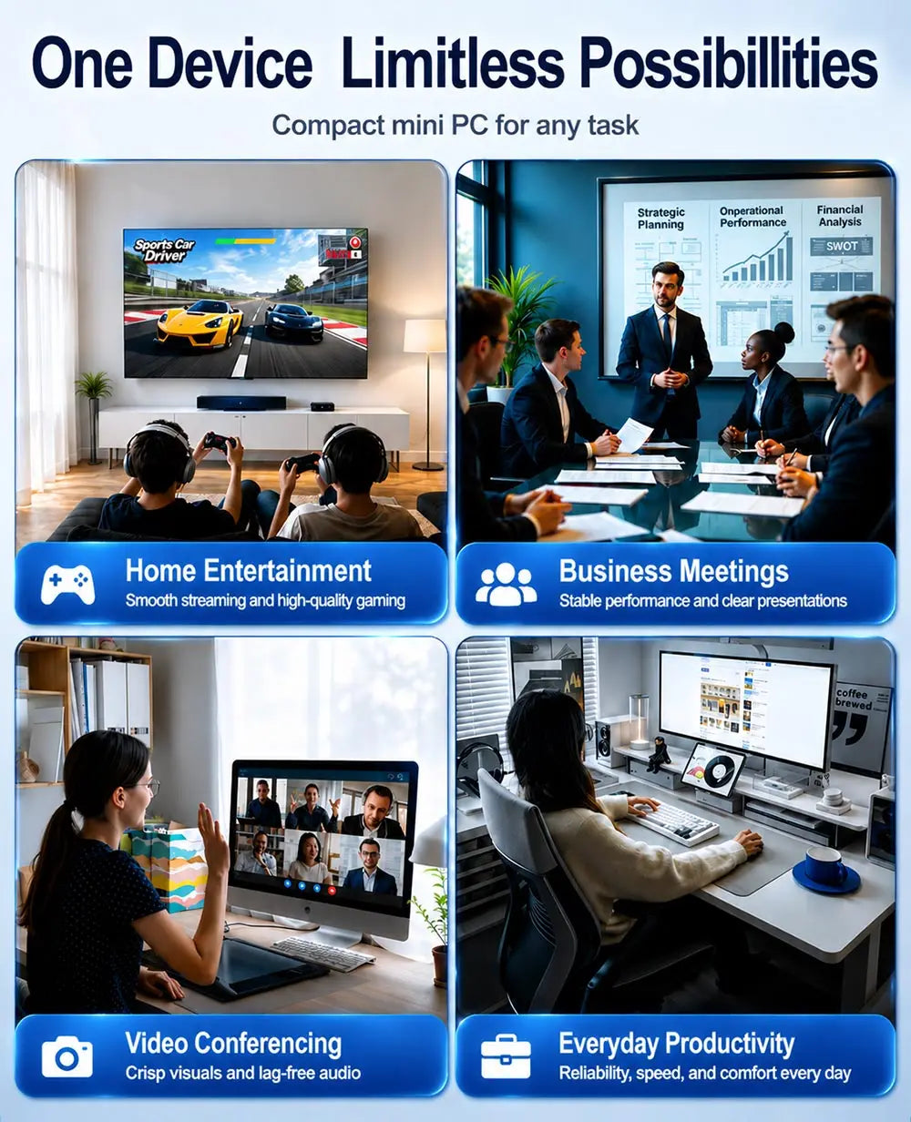 SOYO Mini PC Y5 PLUS Intel I7 4th Gen 8GB RAM 128GB Y5 Air I5 4th GenWindows 11 Pro WiFi BT4.2 Office Desktop Computer HDMI*2 RJ45*1 USB3.0*4 3.3GHZ 4K 60fps Graphics