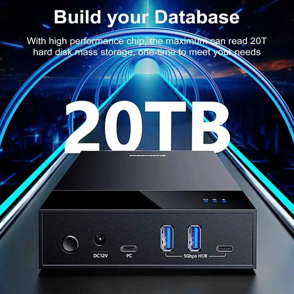 UK Plug 3.5-inch 2.5-inch External Hard Drive Enclosure Multi-Port Hub USB 3.0 to SATA Hard Drive Docking Station 20TB