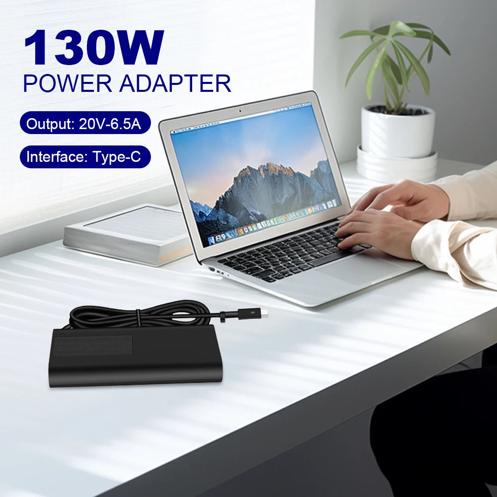 130W USB-C Type C AC Laptop Adapter Power Charger 20V 6.5A for Dell XPS 15 9500 9510 9520 for Dell XPS 17 9700 9710 9720 9730