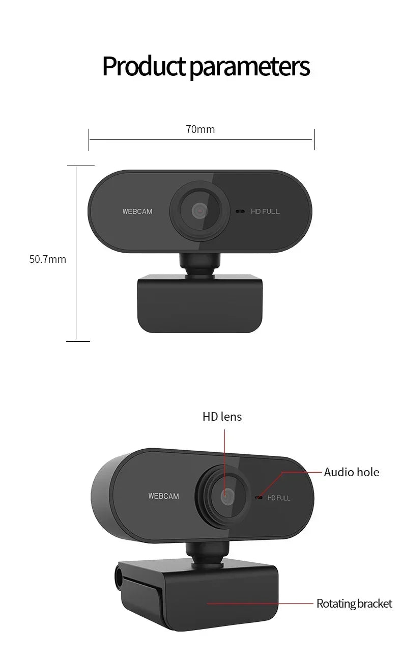 1080P HD Mini Webcam with Mic USB for Laptop Desktop Ideal for Video Calls And Conferences