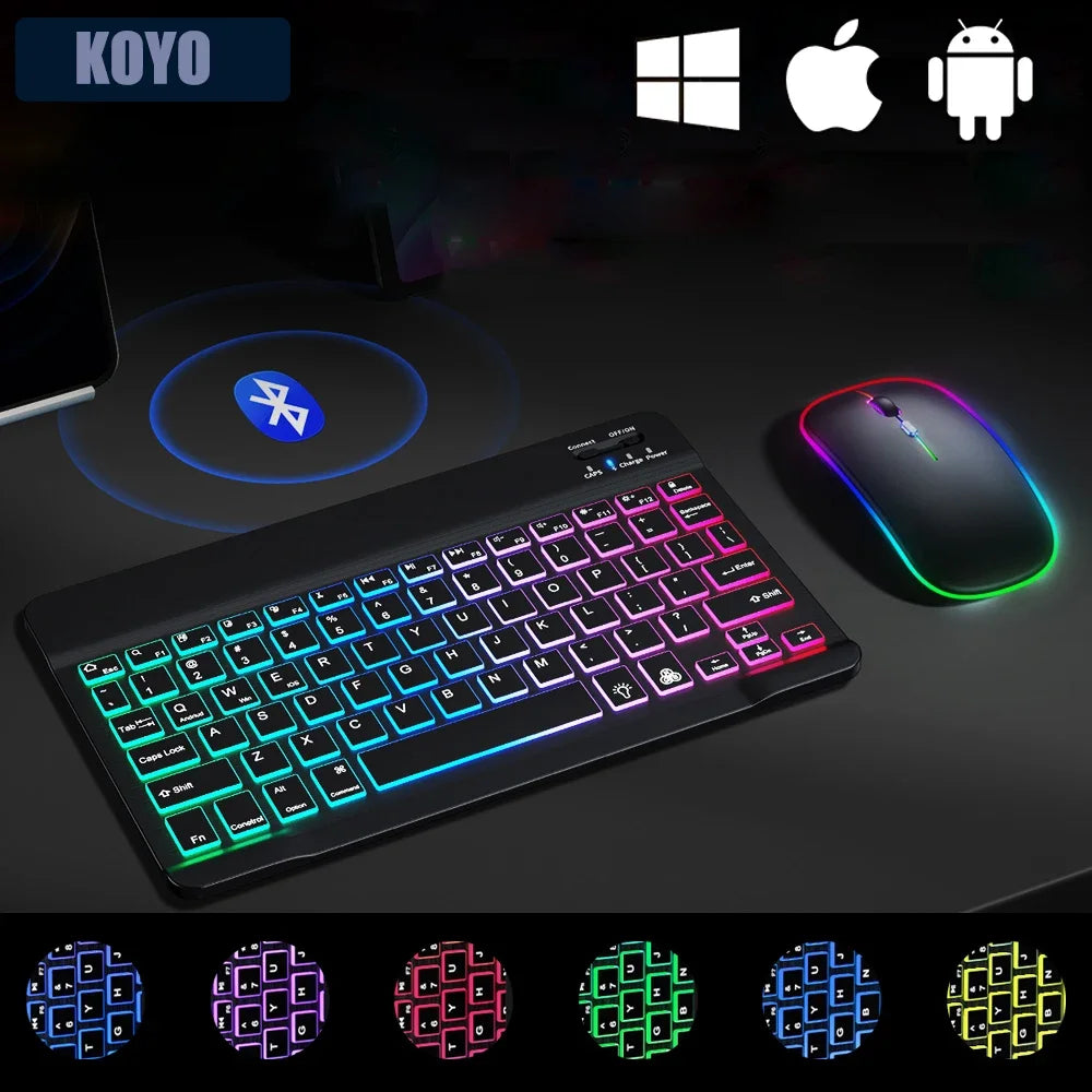 10inch Bluetooth Wireless Keyboard Rechargeable For Mobile Phones Tablet Russian Spanish French AZERT For Android ios Windows