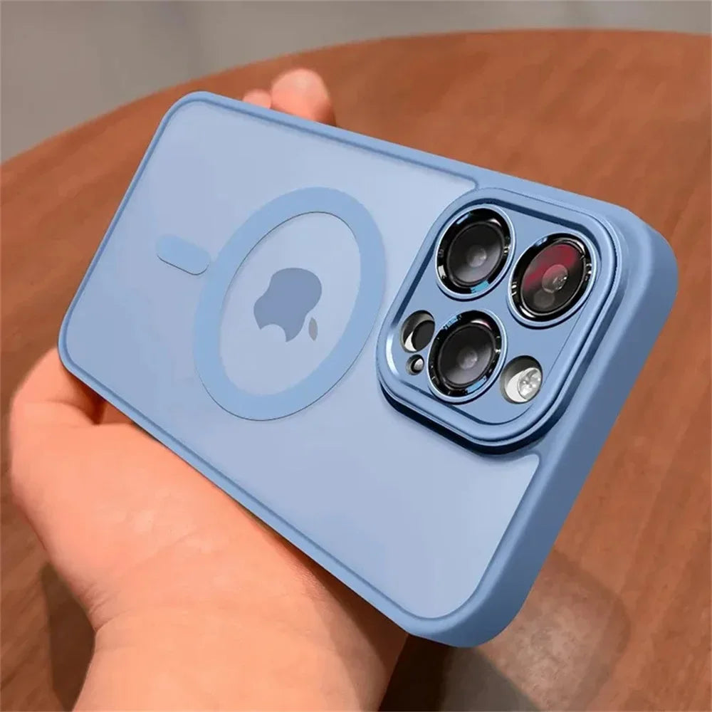 Lens Protection Case For iPhone 17 16 Proa Mx mini 15 16 14 Plus iPhone 13 12 11 Matte Translucent Magsafe Wireless Charge Cover