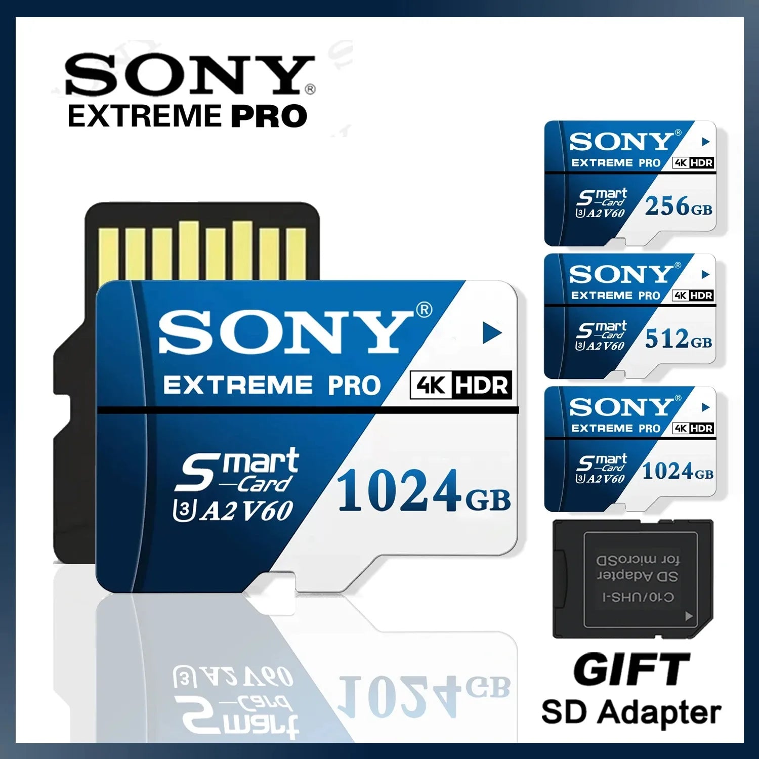 Sony microSDXC Memory Card – U3 V60 A2 High-Speed Storage (64GB–1TB)