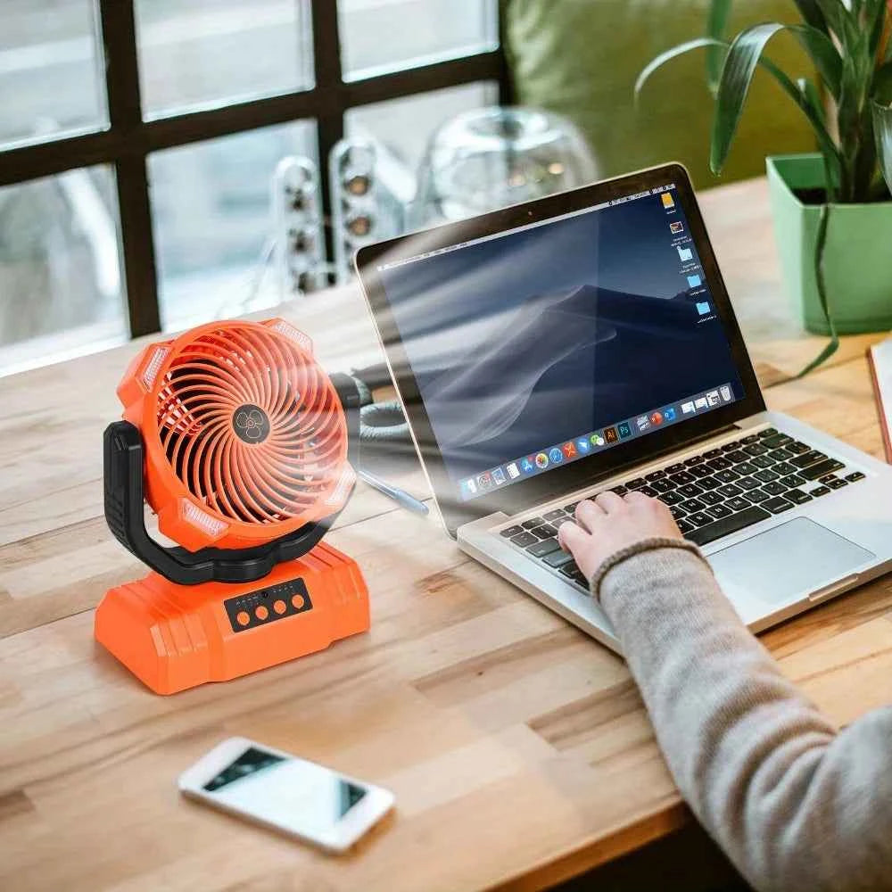 Gobortone Outdoor Camping Fan 10000mah Desk Table Rechargeable Fan With Power Bank Lighting USB Portable Outdoor for Tent