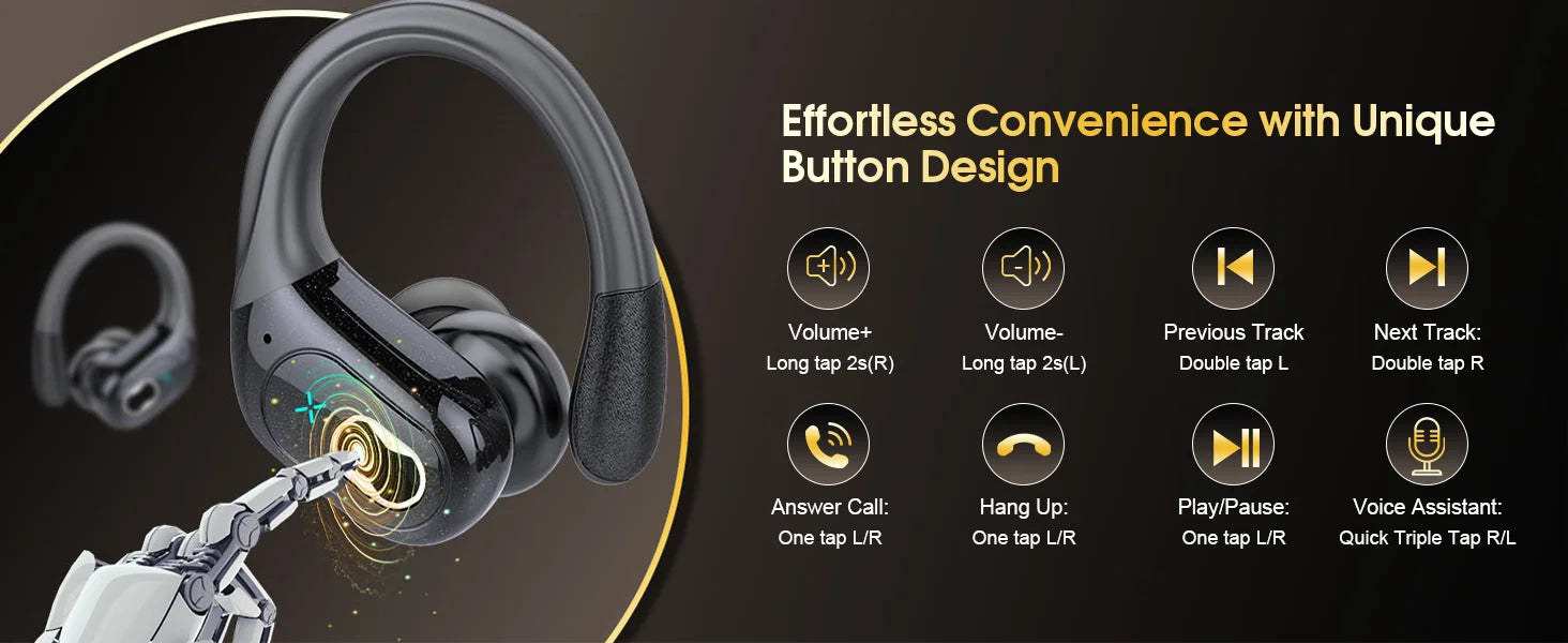 Original GDLYL HD65 TWS Bluetooth V5.4 Headphones Wireless LED Digital Display Earphones Noise Reduction Waterproof Headset New