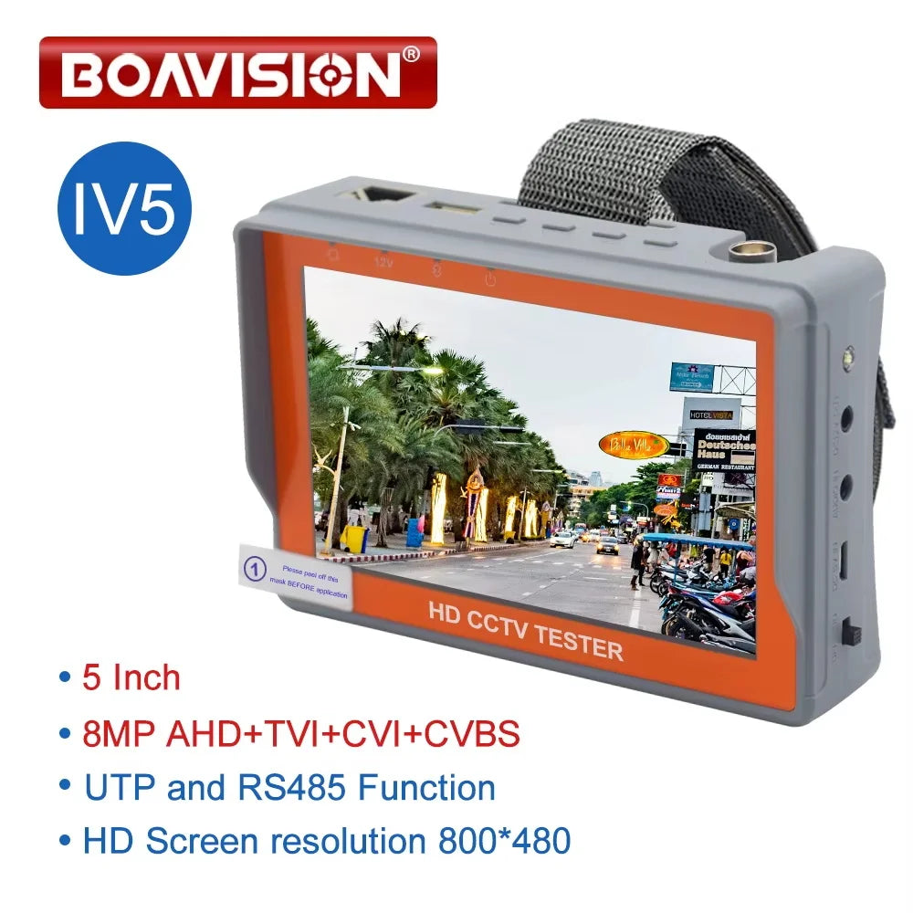 IV8W 8MP 4 in 1 AHD/CVI/TVI CVBS Security Camera Tester Monitor with HDMI VGA Input Audio RS485 PTZ control UTP Cable Tester