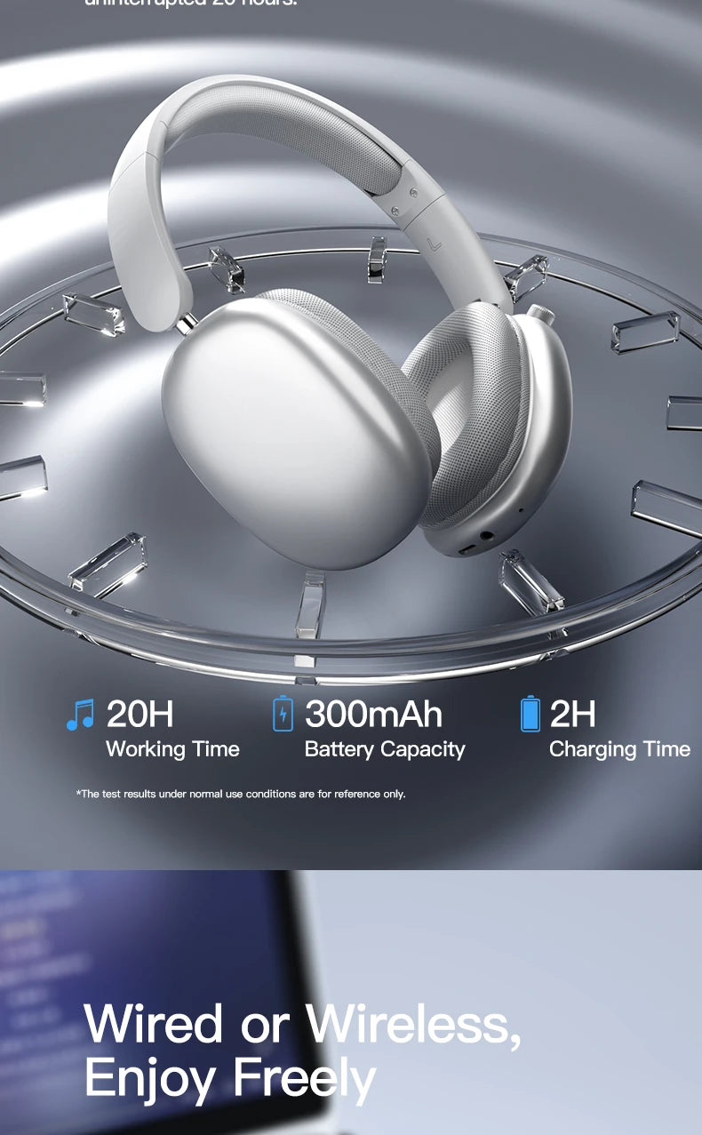 Wireless Bluetooth Headphones Over-Ear, Hi-Res Audio, Sport Headphone, Foldable Stereo, Travel Headphones, Silver