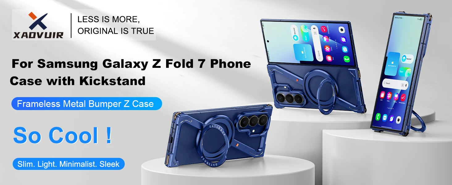 Eary Frame Case for Samsung Galaxy Z Fold 7 for Magsafe 360°Rotation Magnetic Stand Metal Phone Case Shockproof Protector Cover