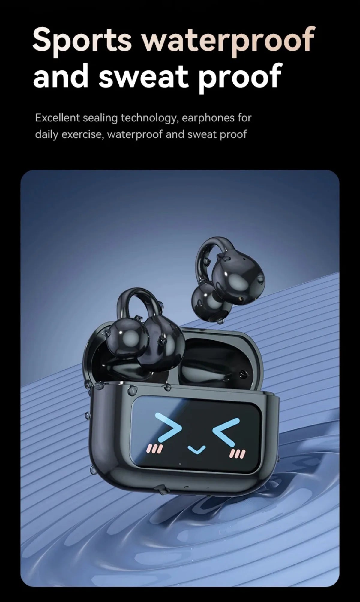 Wireless Ear Clip Earphones with Touch Screen 144 Languages AI Real Time Translation Headphones Smart Bluetooth 5.4 Earbuds