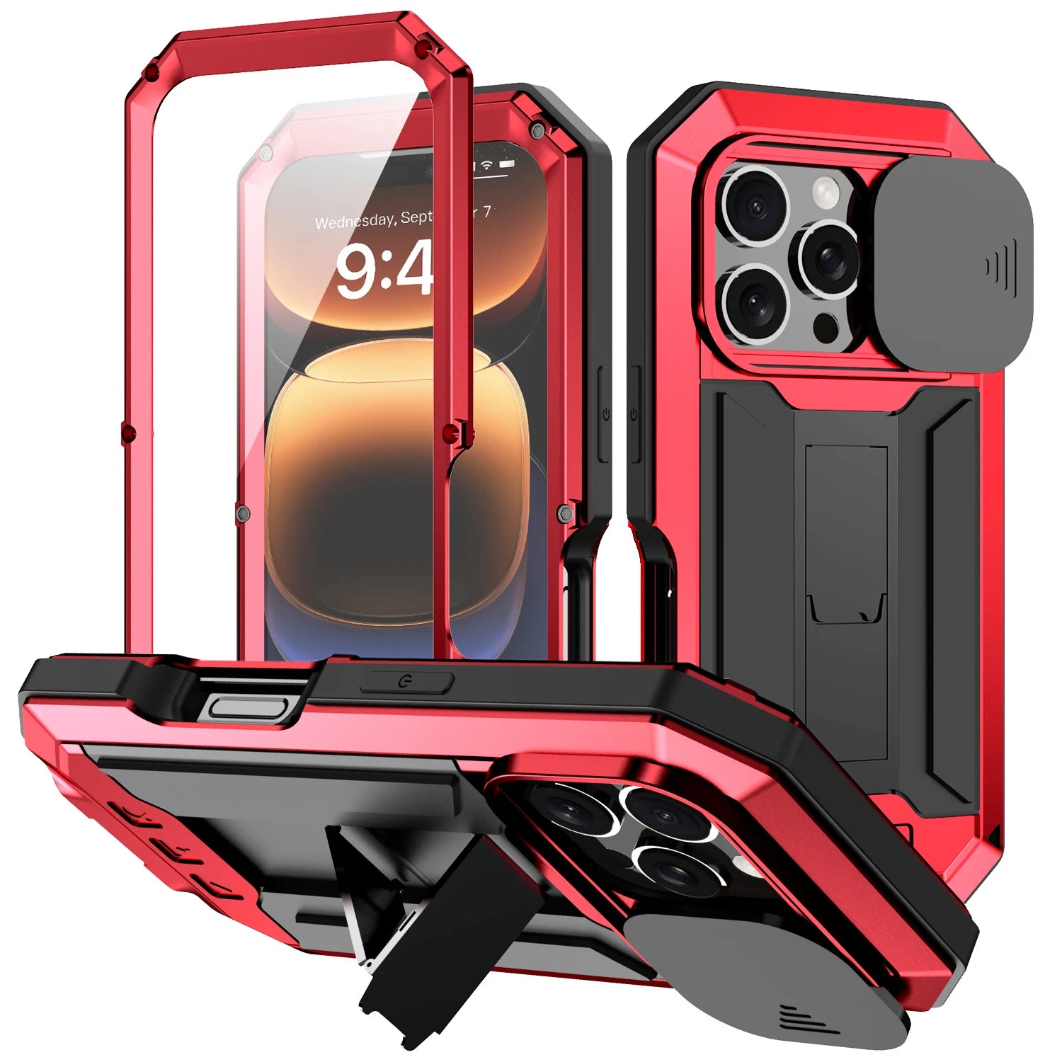Rugged Metal Phone Case For iPhone Air 17 16e 16 Pro Max Heavy Military Shockproof Shell Slide Camera Cover Screen Protect