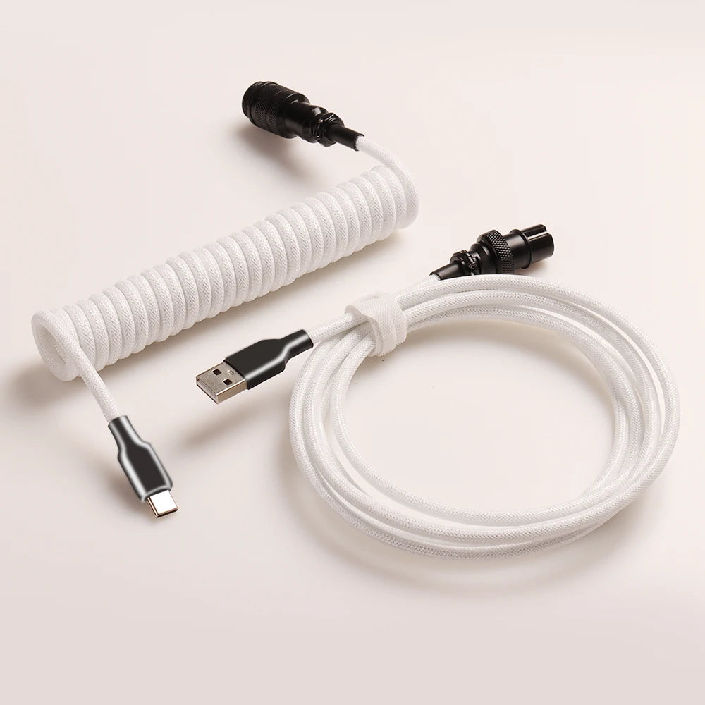 LANO Custom Paracord Coiled Mechanical Keyboard Type C Data Spring Cable GX16 Aviator Coil Spiral Usb C for Gaming Coiled Cable - WinSupport Tech