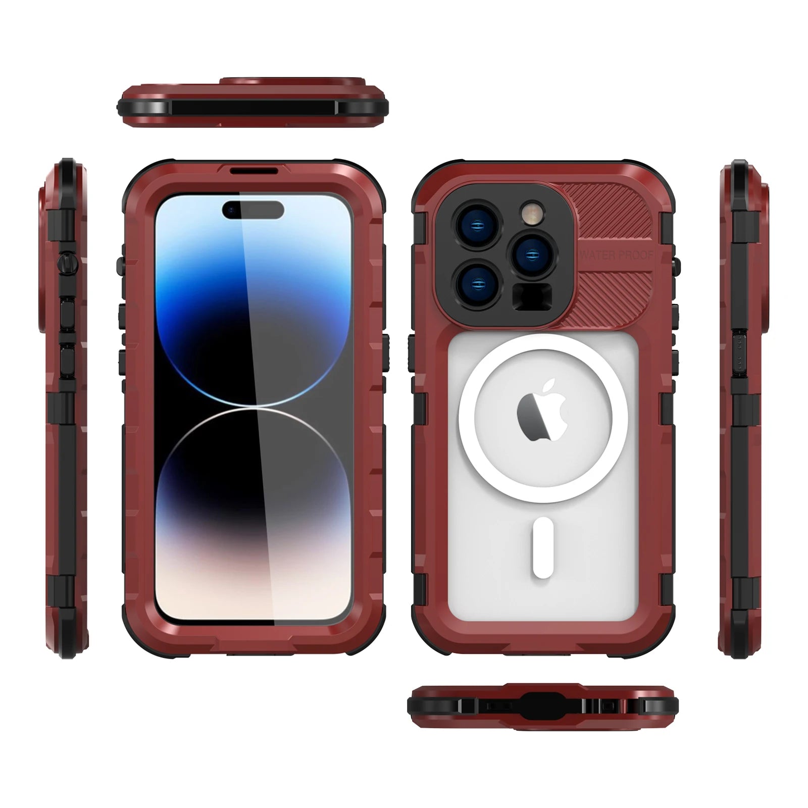 Heavy Duty Aluminum Metal IP68 Waterproof Case For iPhone 14 Plus 15 Pro Max Diving Swim Military Shockproof Magnetic Cover