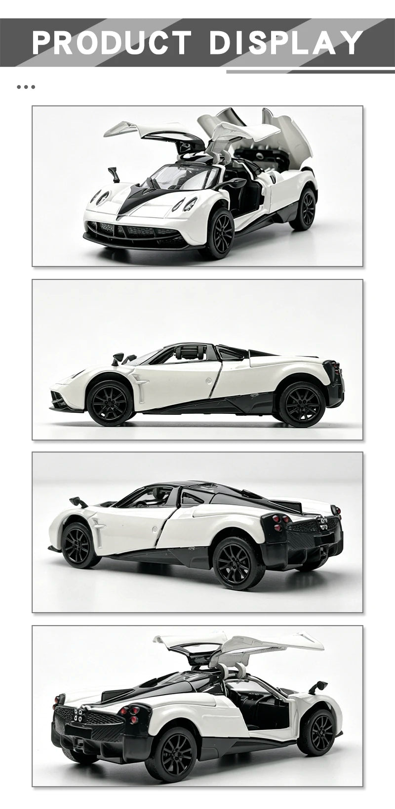 1:43 Alloy 3 Doors Open HUAYRA Die Cast Model Race Car Toy with Pullback Action Model Car for Collection and Ornament  Gift