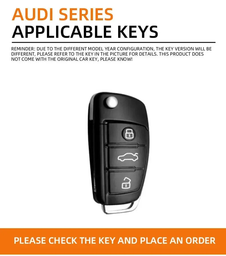 Zinc Alloy Leather Car Remote Control Key Case Cover Holder Shell For Audi A3 8P 8V 8L S3 RS3 Custom LOGO Protected Keychain Bag