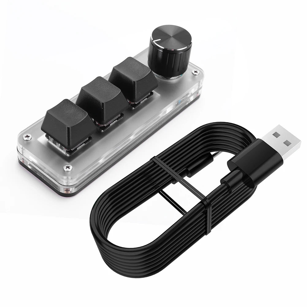 Programmable DIY Mechanical Keyboard Bluetooth/USB Wired RGB Custom Mini 3 Key 1 Knob Knob Macro Hotswap Keypa for Laptop