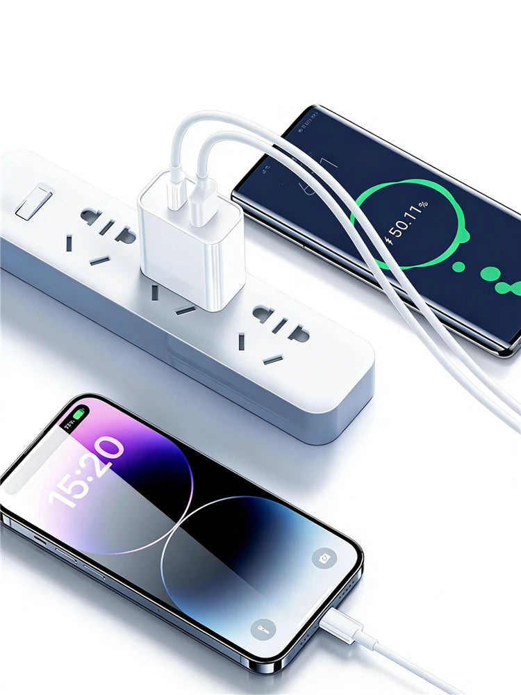 25W PD USB C Multi-Port Fast Charger For iPhone 11 12 13 Mini 14 Pro Max X XR XS Max 7 8 Plus Quick Charging PD Cable 1m 1.5m 2m