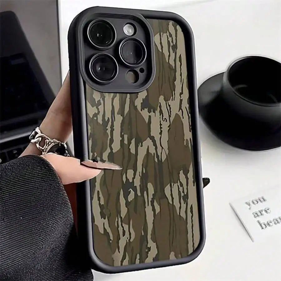 Vintage Camouflage TPU Shockproof Phone Case For iPhone 15 14 13 12 11 Pro Max