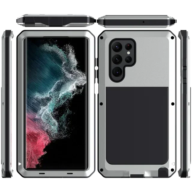 Case For Samsung S26 S25 S24 S23 Ultra Plus Case Heavy Duty Protection Doom Armor Metal Aluminum Phone Luxury Cover