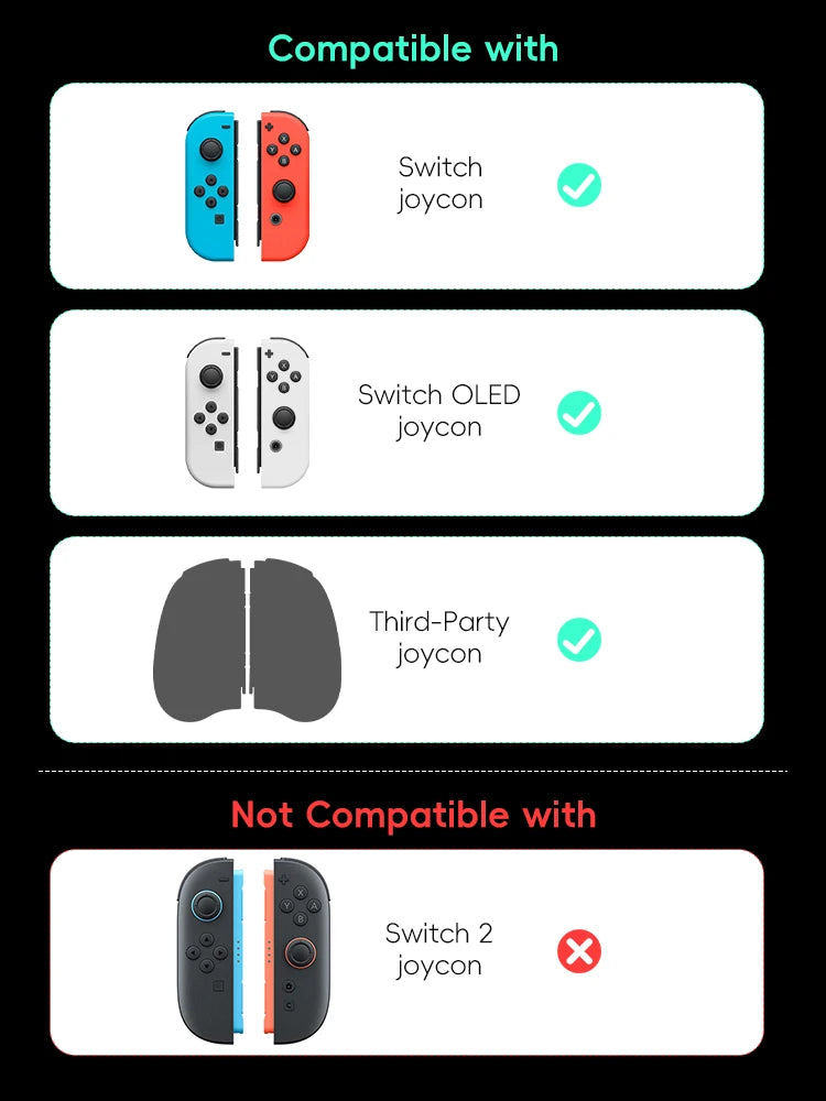 DATA FROG Charging Grip for Switch Controller, Joycon Charging Handle Bracket for Switch/OLED/Lite Game Console Accessories