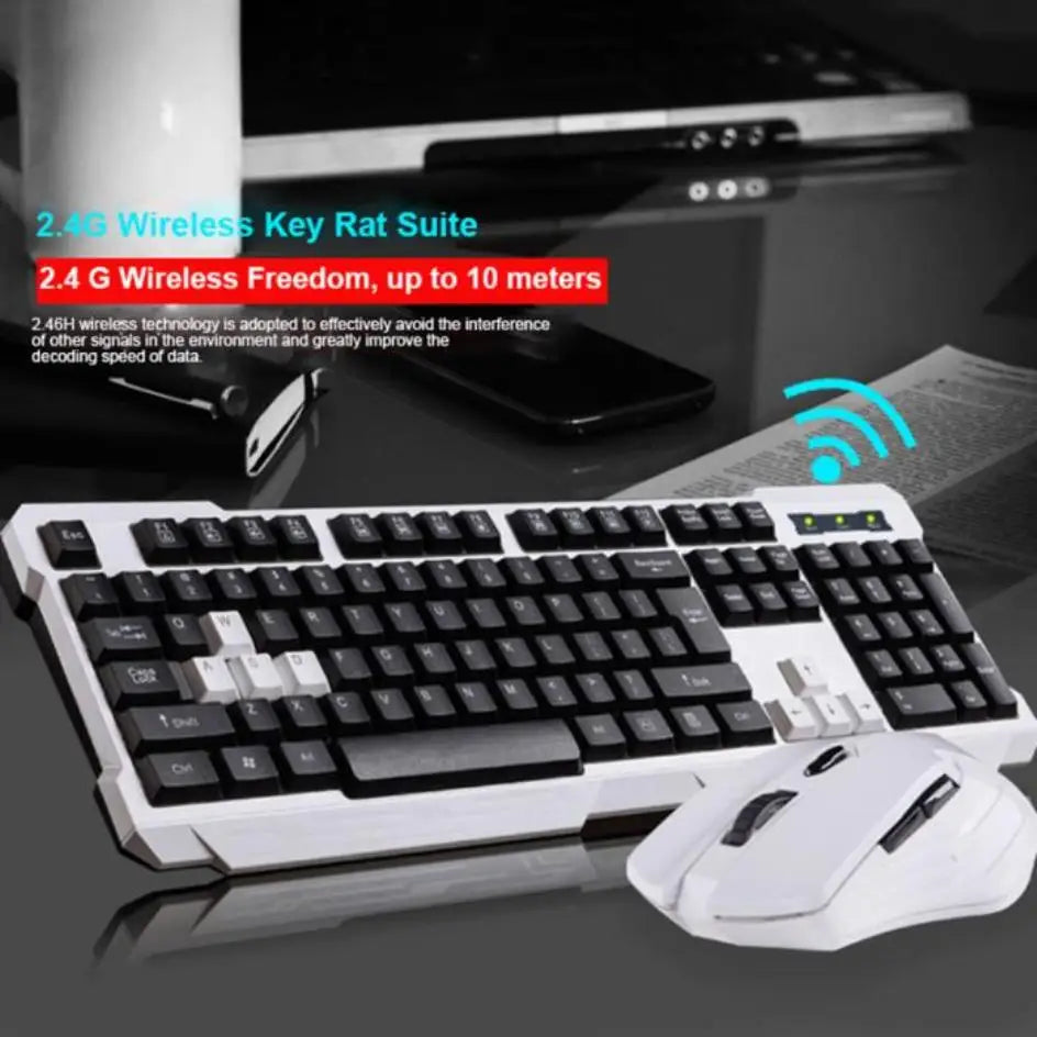 Keyboard Mouse Combos Waterproof Multimedia 2.4GHz Wireless Gaming Keyboard USB Cordless Mous NK-Shopping