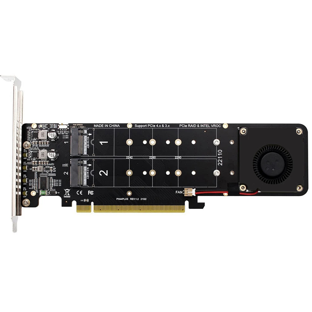 PCI Express 4.0 X16 to 4 Port NVME RAID Card Adapter Card M Key 4 NVME 4x32Gbps M2 NVME Expansion Card for 2280/2260/2242/2230
