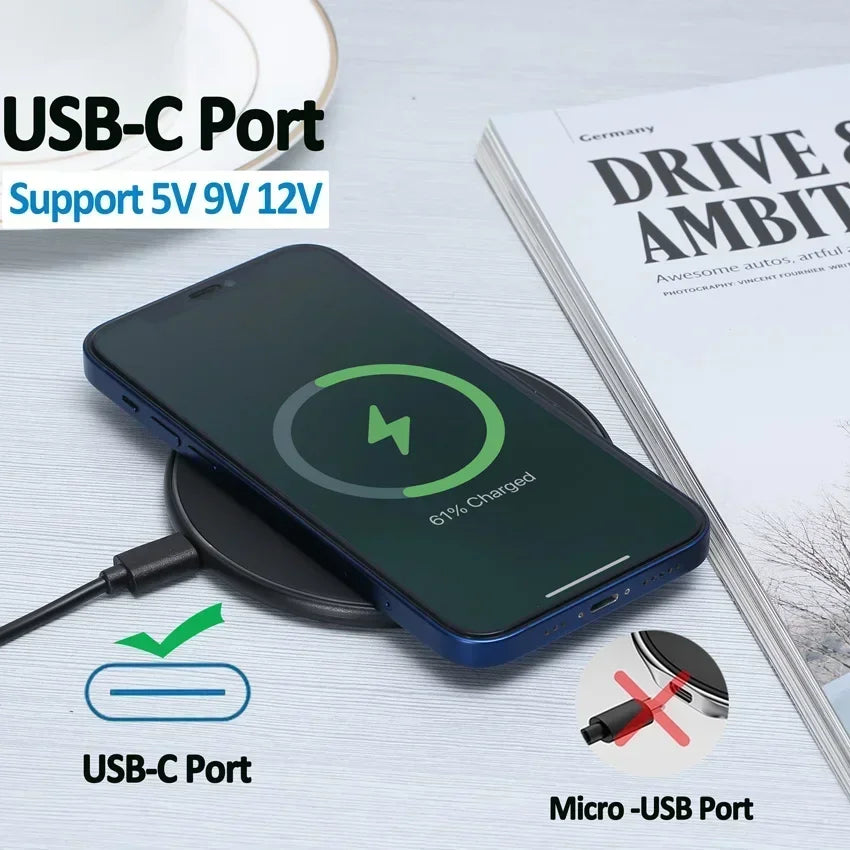 New Wireless Charger For iPhone 17 16 15 14 13 Pro Max Induction Fast Charging Pad Dock Station For Samsung S24 Xiaomi Huawei