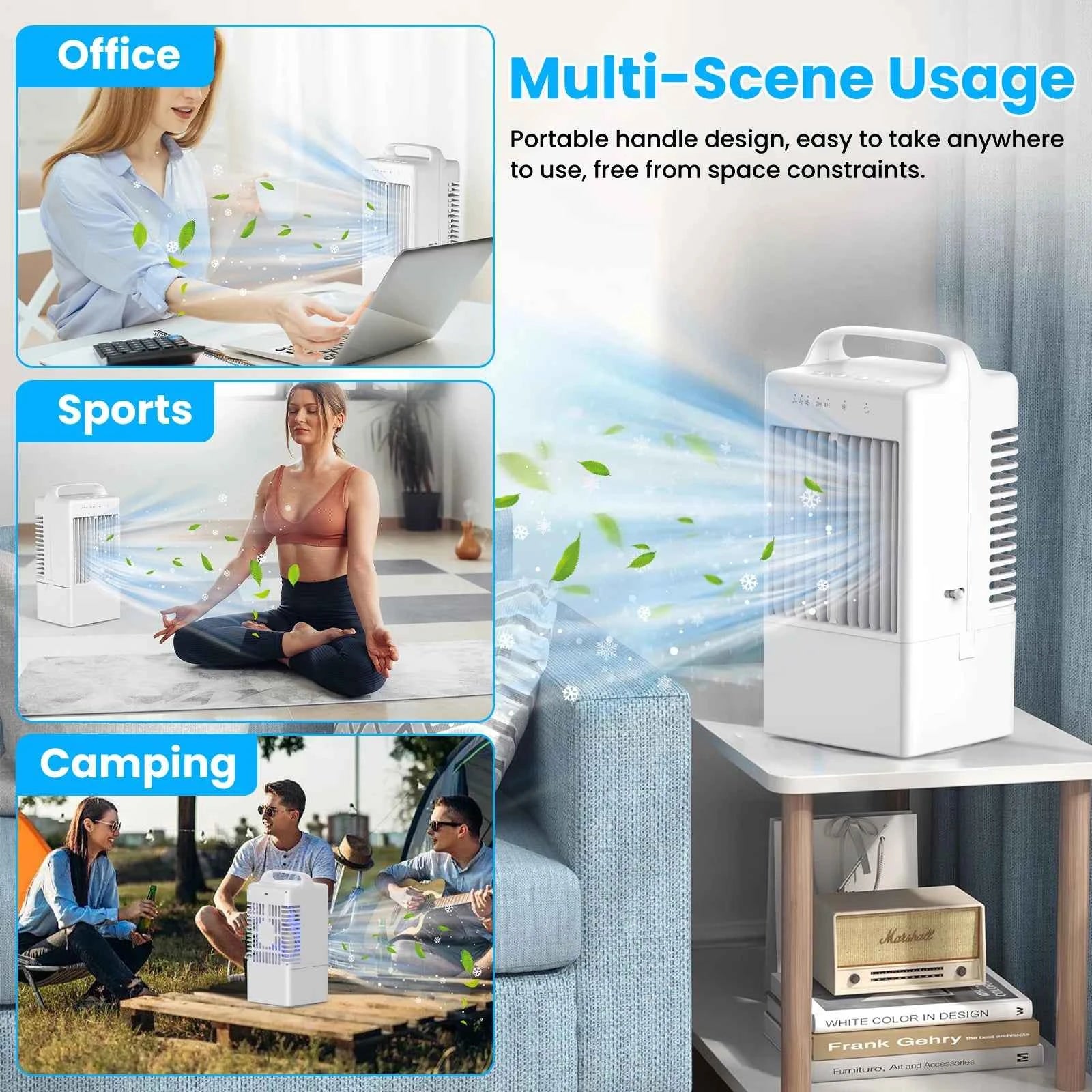 Small Electric Fan with Water and Ice Office Air Conditioning Fan Air-conditioning Fan Desktop USB Portable for Home Bedroom