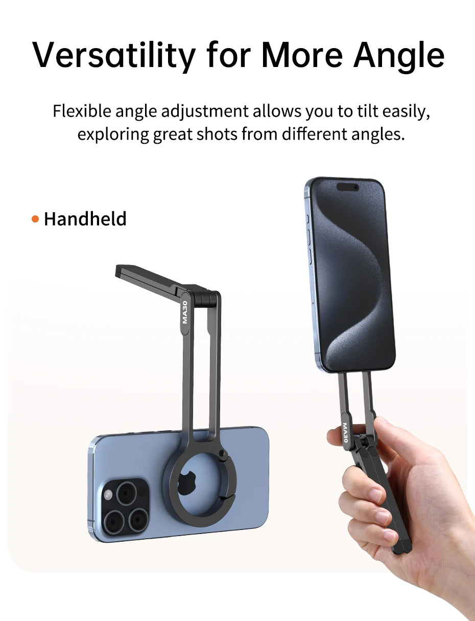 Ulanzi MA30 Carabiner-Mounted Phone Tripod for iPhone 15 14 13 12 Pro/Pro Max Dual-sided Magnet Tripod Desk Mount Phone Handle