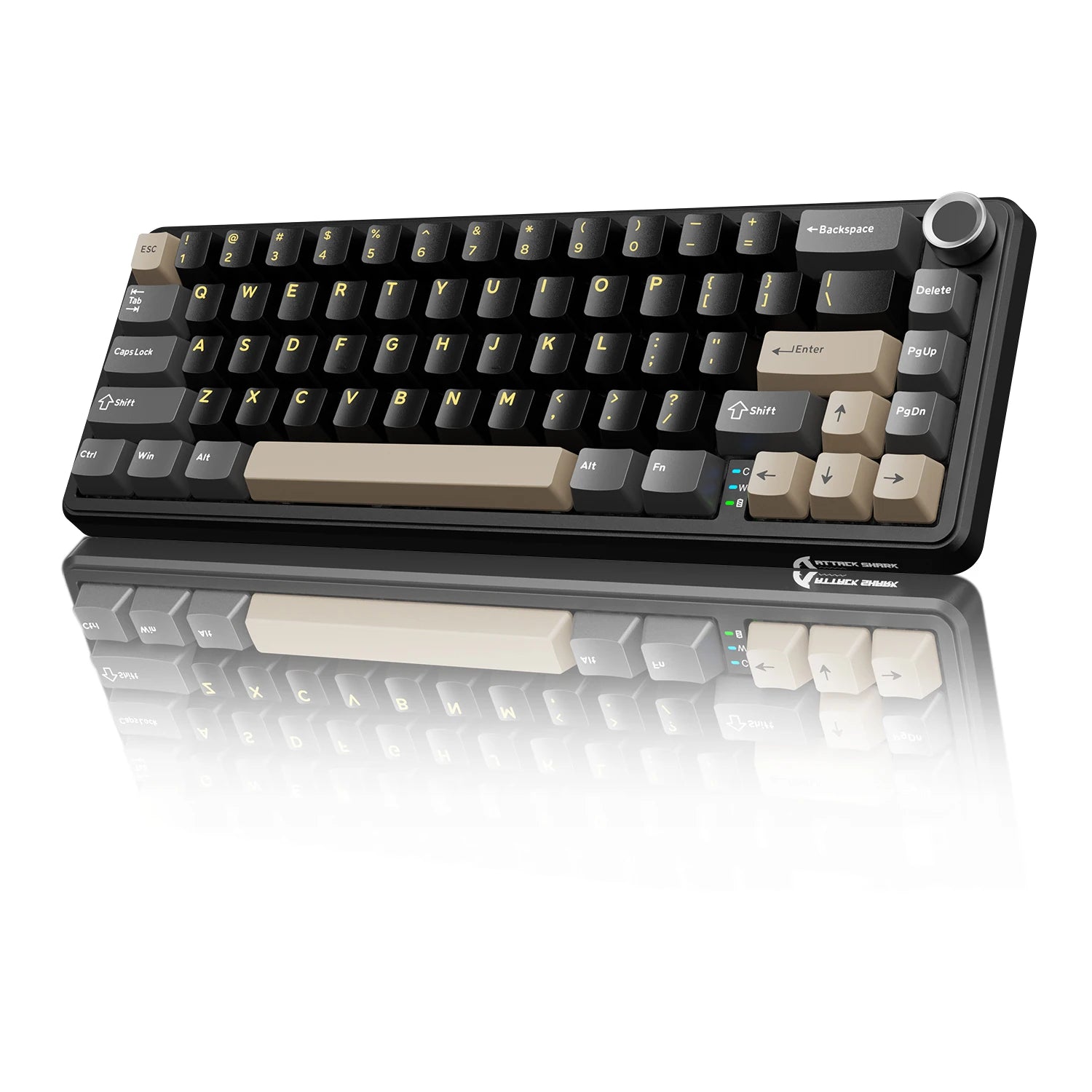 ATTACK SHARK X66 65% Wireless Mechanical Keyboard with Knob, 66 Keys Tri Mode Gasket Hot Swap RGB Gaming Keyboard 60 Percent,PBT