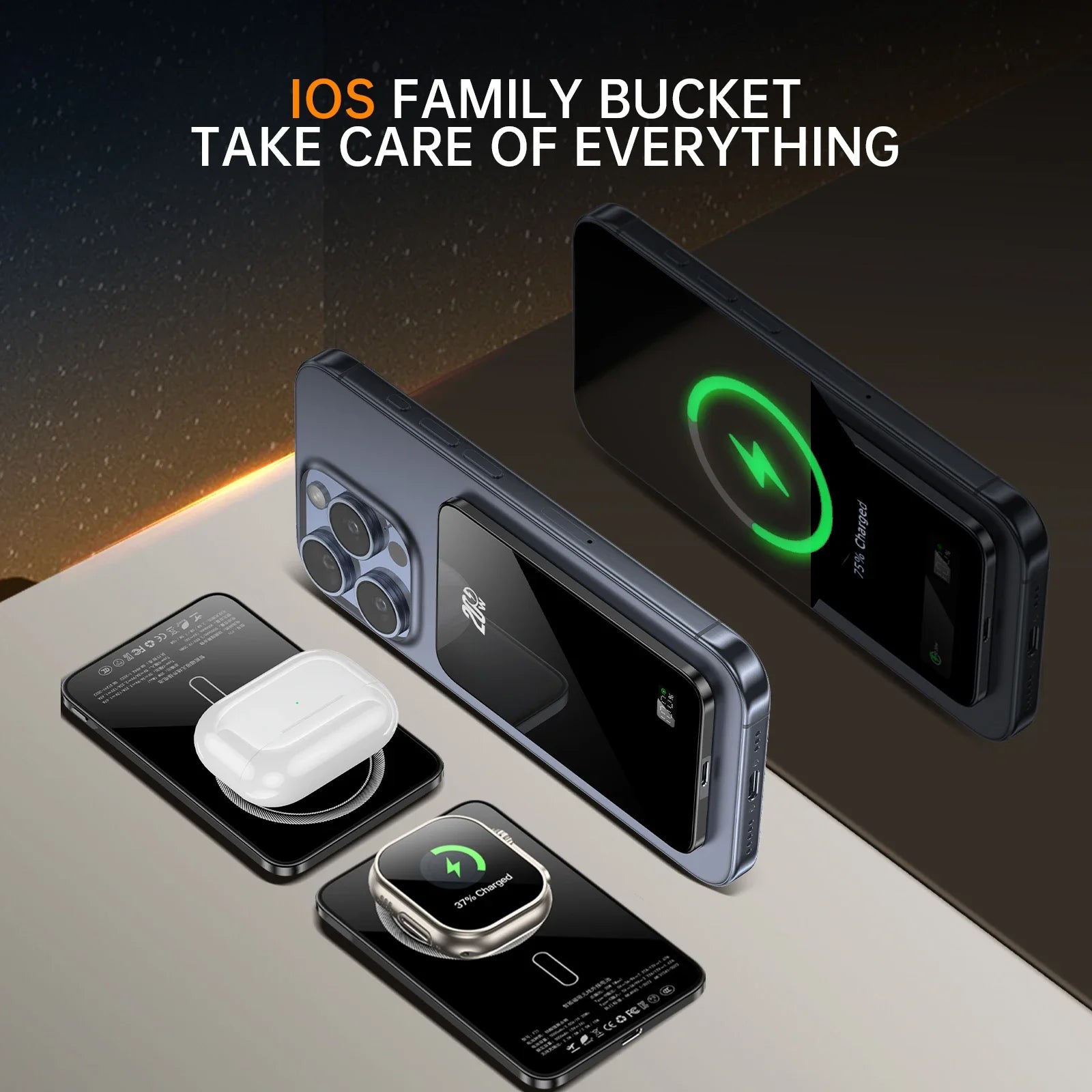 10000mAh Magnetic Power Bank 20W Wireless Powerbank Slim Portable Battery Charger for MagSafe iPhone 16 15 14 13 iWatch Samsung