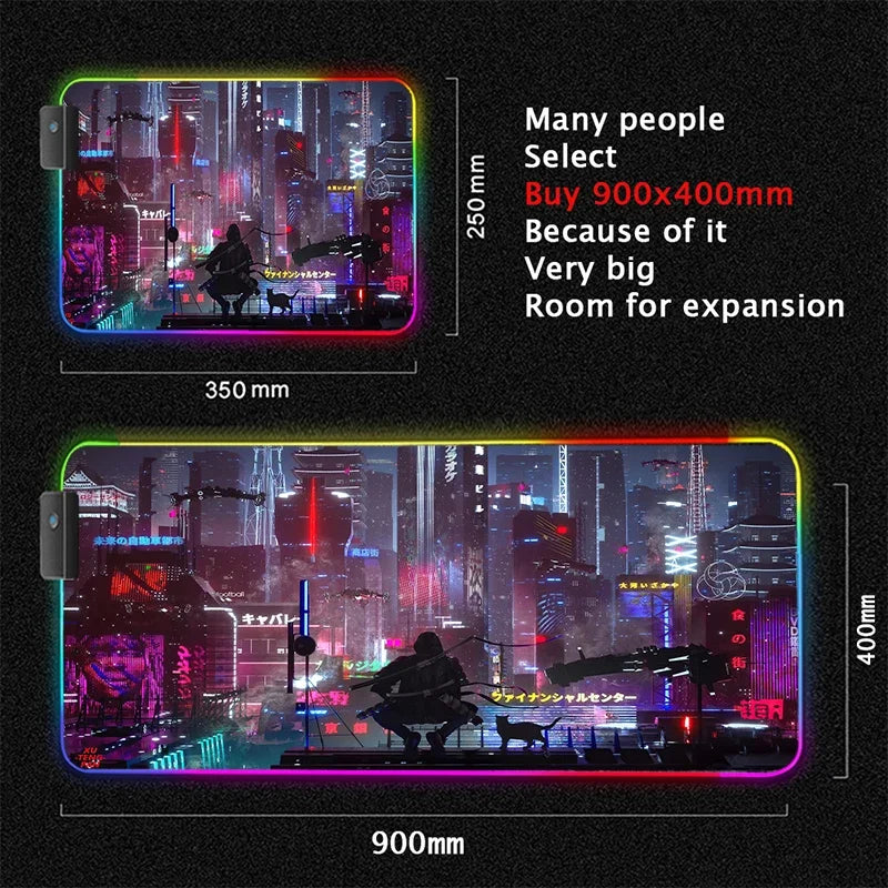 RGB Led Backlight Mouse Pad Cool Cyberpunk Gaming Accessories Carpets Large Mause Pad Gamer XL Neon Desk Mat Rug Mouse Mat