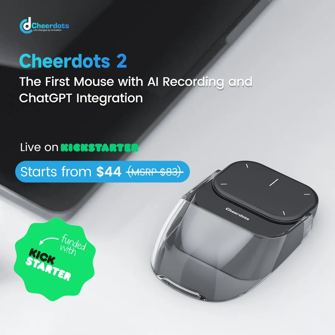 Cheerdots 2 Wireless Controll ChatGpt Detachable Air Mouse Wireless Touchpad All-in-one Pocket AI Recording Enabled Mouse Office