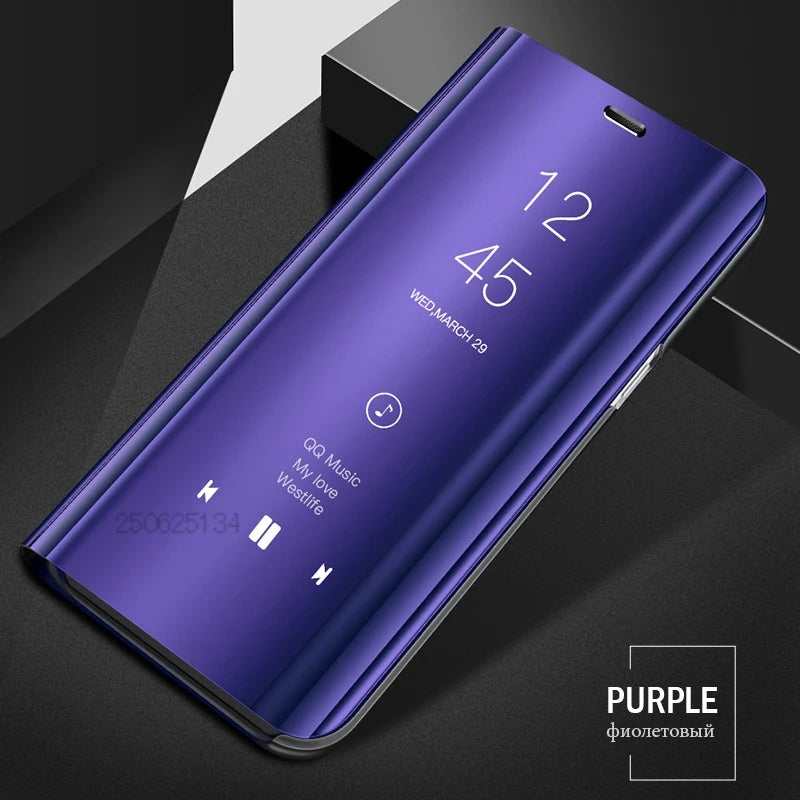 Luxury Smart Case For Samsung Galaxy S24 S23 S22 S21 Ultra S20 S10 S9 S8 Plus S23 FE 5G Mirror Leather Smart Flip Suppor Cover