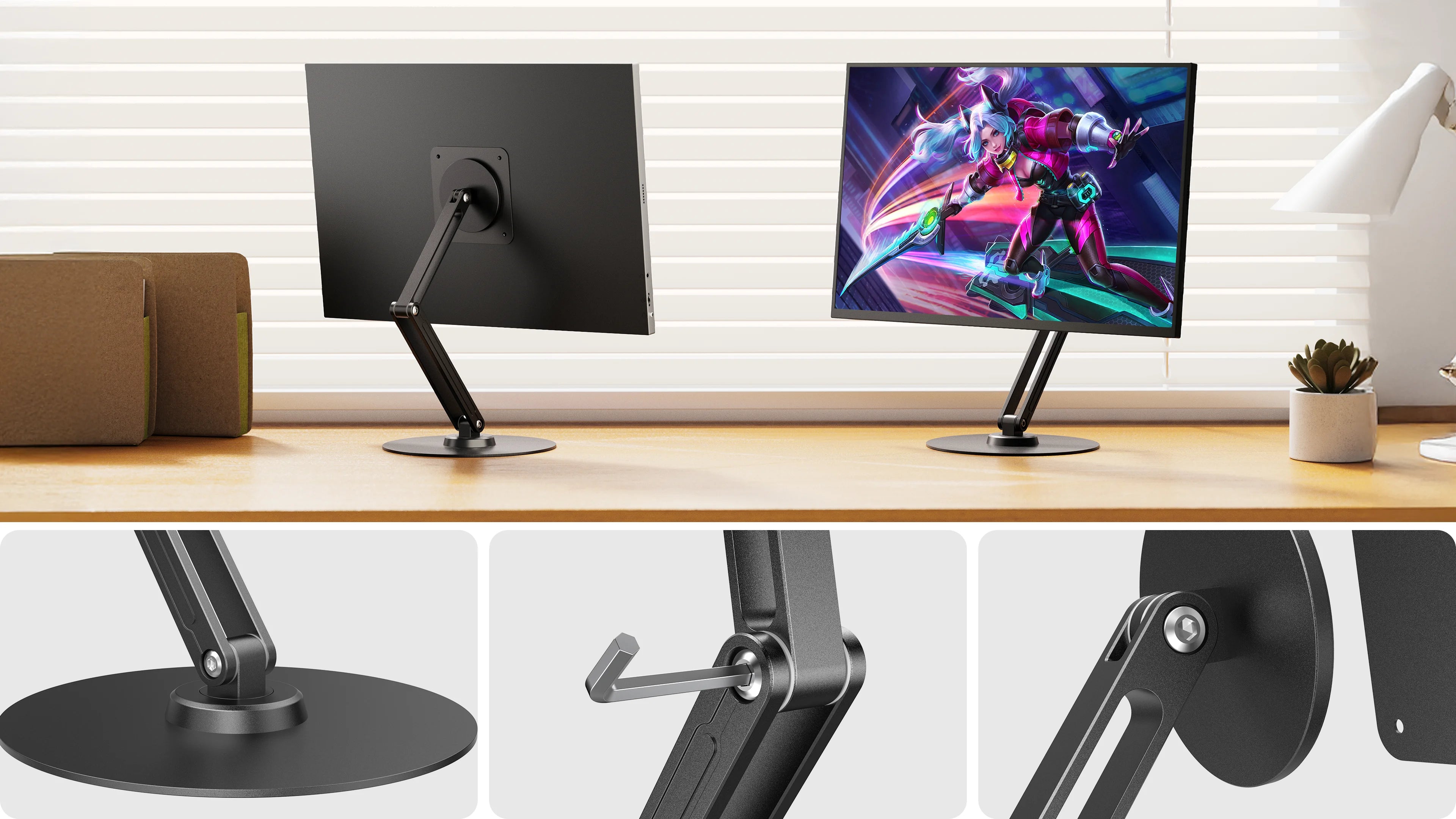 UPERFECT Portable Magnetic VESA Mount for Monitor 360° Swivel Base Adjustable Stand Multi-Angle Holder Support 12