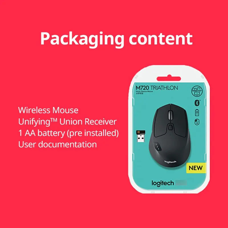 Logitech M720 Wireless Bluetooth Mouse Union Dual Mode Multi-device Office Efficient Comfortable Feel Notebook