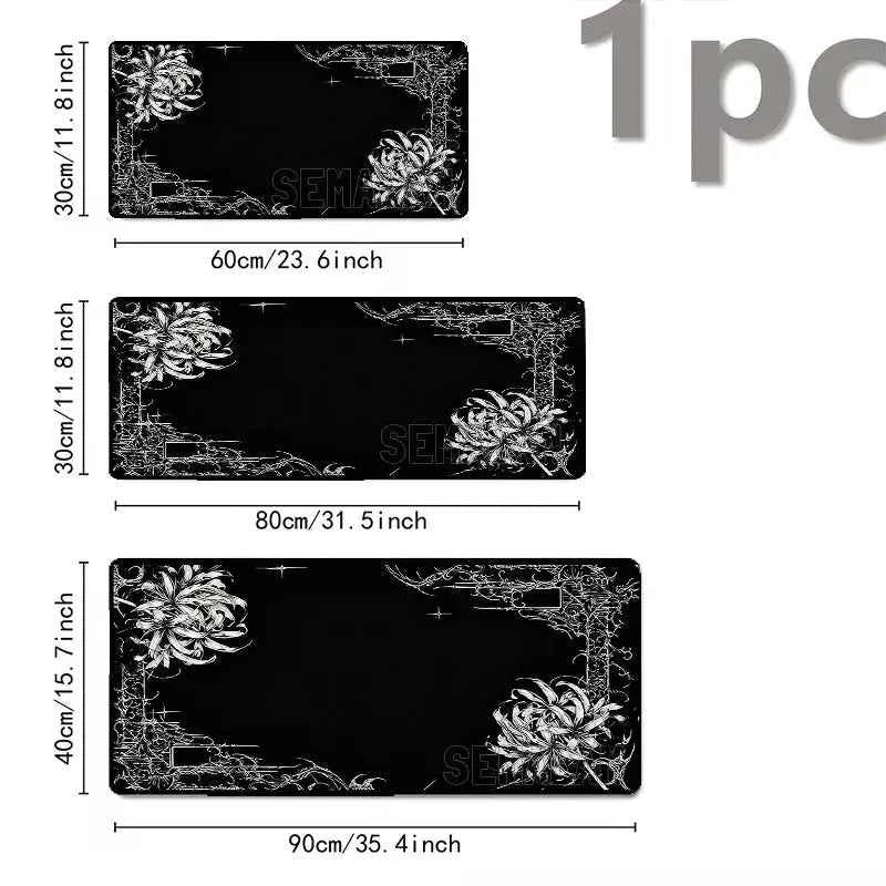 Black Lacework Art Large Gaming Mouse Pad Anti Slip Desk Mat Durable Stitched Edge Table For Laptop PC Gamer Game Accessories