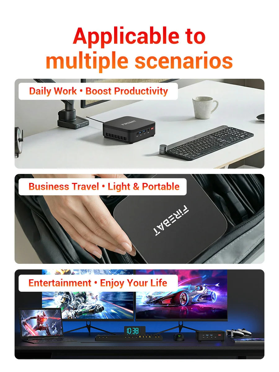 Firebat R3 Mini Pc Amd Ryzen7 7730U Ryzen5 7430U Ryzen3 4300U Lpddr4 16Gb Ram M.2 Sata 512Gb Ssd Wifi6 Bt5.2 1000m Lan Windows11 Portable Desktop Computer