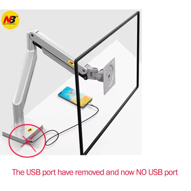 NB G40 22-40 inch Monitor Screen Desktop Mount Gas Spring Arm Computer Holder 360 Rotate 3-15kgs with USB 3.0 Port Clamp Grommet