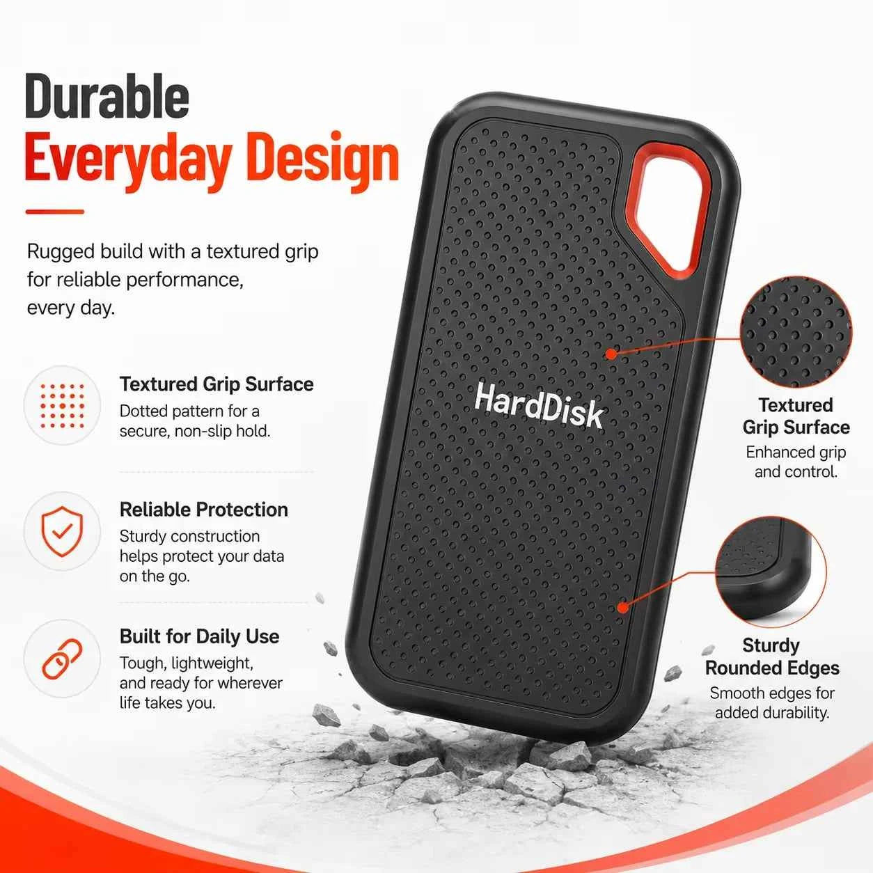 2TB Portable SSD External Solid State Drive USB-C Fast Storage Device for Laptop Mac PC Phone Backup Data