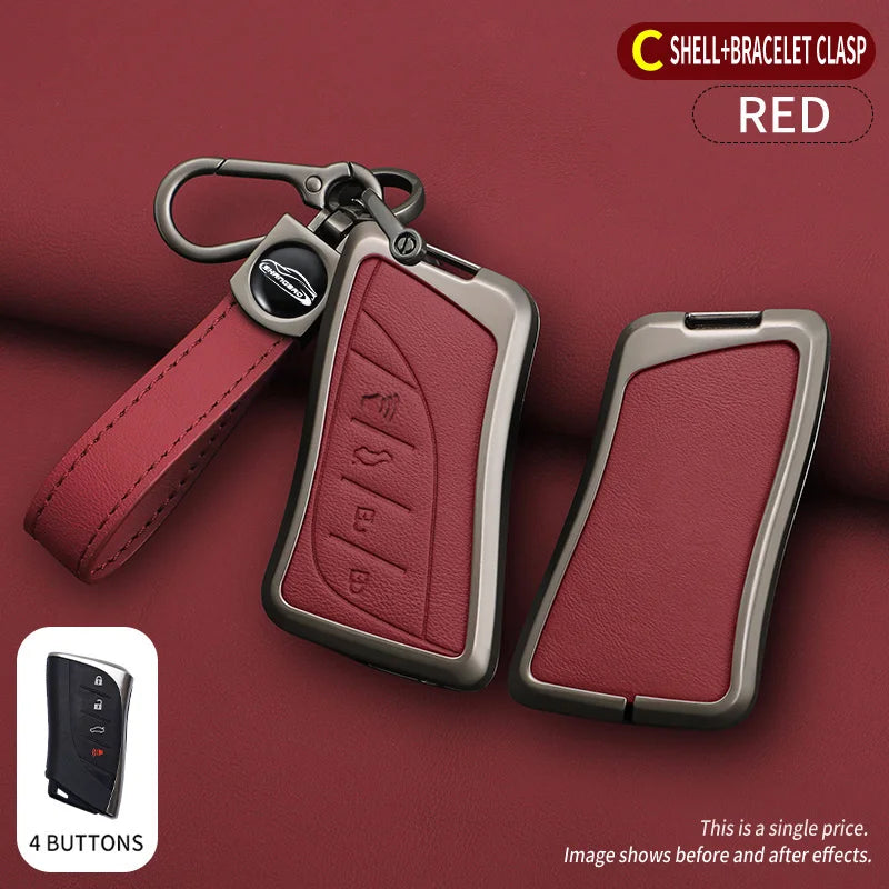 Car Zinc Alloy Leather Key Case Cover Chain For Lexus NX ES UX US RC LX IS 250h RX 350h LS 450h 260h 300h UX200 LM350H LM500H