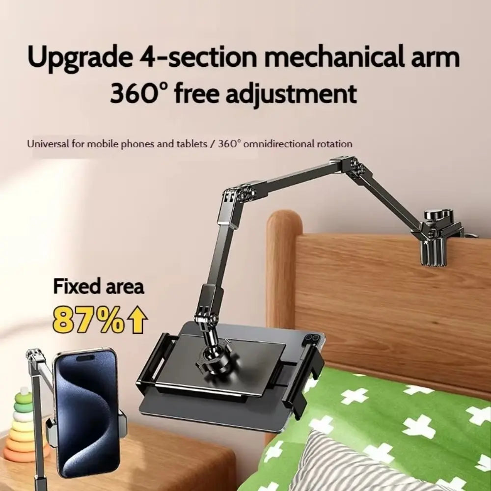 Adjustable Tablet Stand 360-degree Rotation 3 Sections Arms Bedside Phone Holder Portable Foldable Lazy Bracket